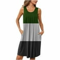thumbnail image 2 of Fnooota Women Nightgowns with Pockets, Color Block Pleated Loose Sleeveless Summer Sleepshirts Green Size L, 2 of 7
