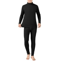 Letdown Men's Thermal Underwear 2 Pieces Sets Long Sleeve Crewneck Undershirts Underwear Long Johns Bottom Winter Cold Weather Thermal Clothes (1-Black, L)