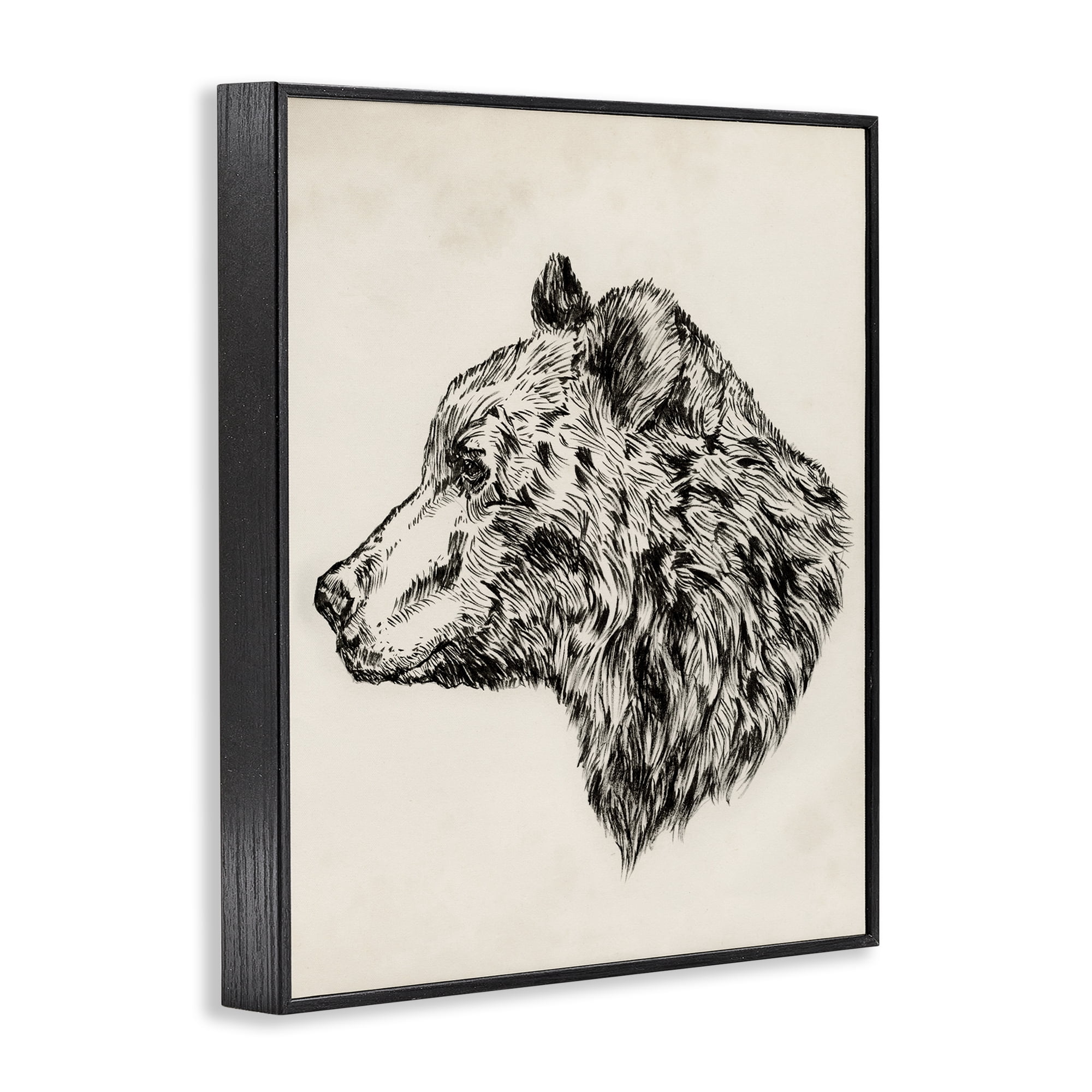 Stupell Industries Woodland Bear Drawing Animals & Insects Drawing Black Framed Art Print Wall Art, 16 x 20