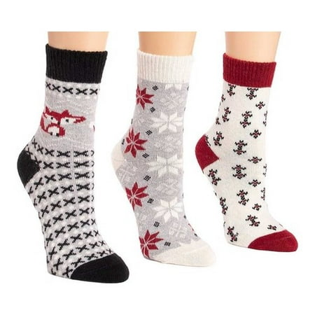 MUK LUKS® Women's 3 Pair Pack Holiday Boot Socks (Best Way To Layer Socks For Cold Weather)