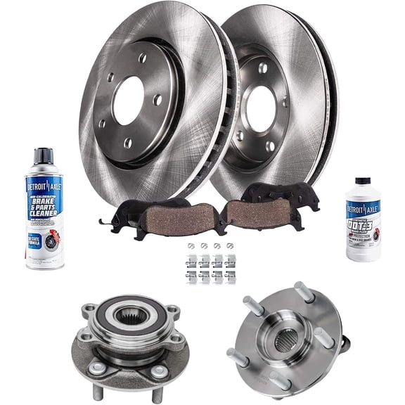 Detroit Axle - 11.02 inch (280mm) Front Disc Brake Rotors   Ceramic Brake Pads   Wheel Bearing & Hubs Replacement for 2014-2018 Mazda 3