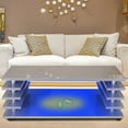 thumbnail image 2 of Coffee Tables with Storage Shelf for Living Room Rectangle High Gloss Side Table with Wheels RGB LED Light Remote Control MDF End Table - Grey, 2 of 10
