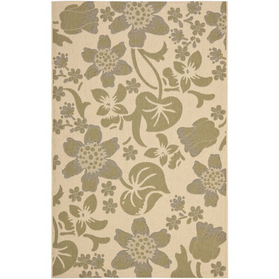 Safavieh Courtyard Ben Floral Indoor/Outdoor Area Rug, Cream/Green, 5'3" x 7'7"