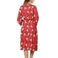 thumbnail image 2 of Yuyamidu Reindeer Robe Womens 3/4 Sleeve Robes for Women Bathrobe Knee Length Nightgowns Size XL Candy Canes Sleepwear Christmas Dressing Gown with Waist Belt, Red, 2 of 7
