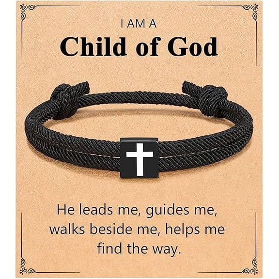 Christian Gifts for Men Women Teens Inspirational Religious Bible Verse Joshua 1:9 Cross Bracelet Braided Rope Adjustable Bracelet Baptism Confirmation First Communion Gifts