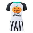 thumbnail image 1 of TBWNWG Boys Halloween Pumpkin Striped Swim Set Short Sleeve Rash Guard And Trunks For Comfortable Beach Surfing Swimming Outfit, 1 of 9