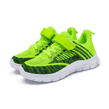 

Kids Sneakers Girls Fashion All Season Children Boys Sports Shoes Flat Thick Bottom Lightweight Non Slip Lace Up Hook Loop Colorblock Mesh Upper Breathable And Comfortable(Green 15-15.5 Years)