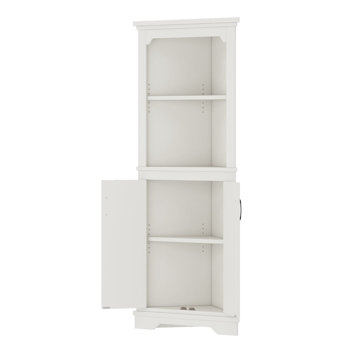 Tall Corner Cabinet with Doors for Living Room, 69.4" Storage Cabinet with Open Shelves, Space-Saving Corner Storage for Bathroom Dining Room Kitchen, White