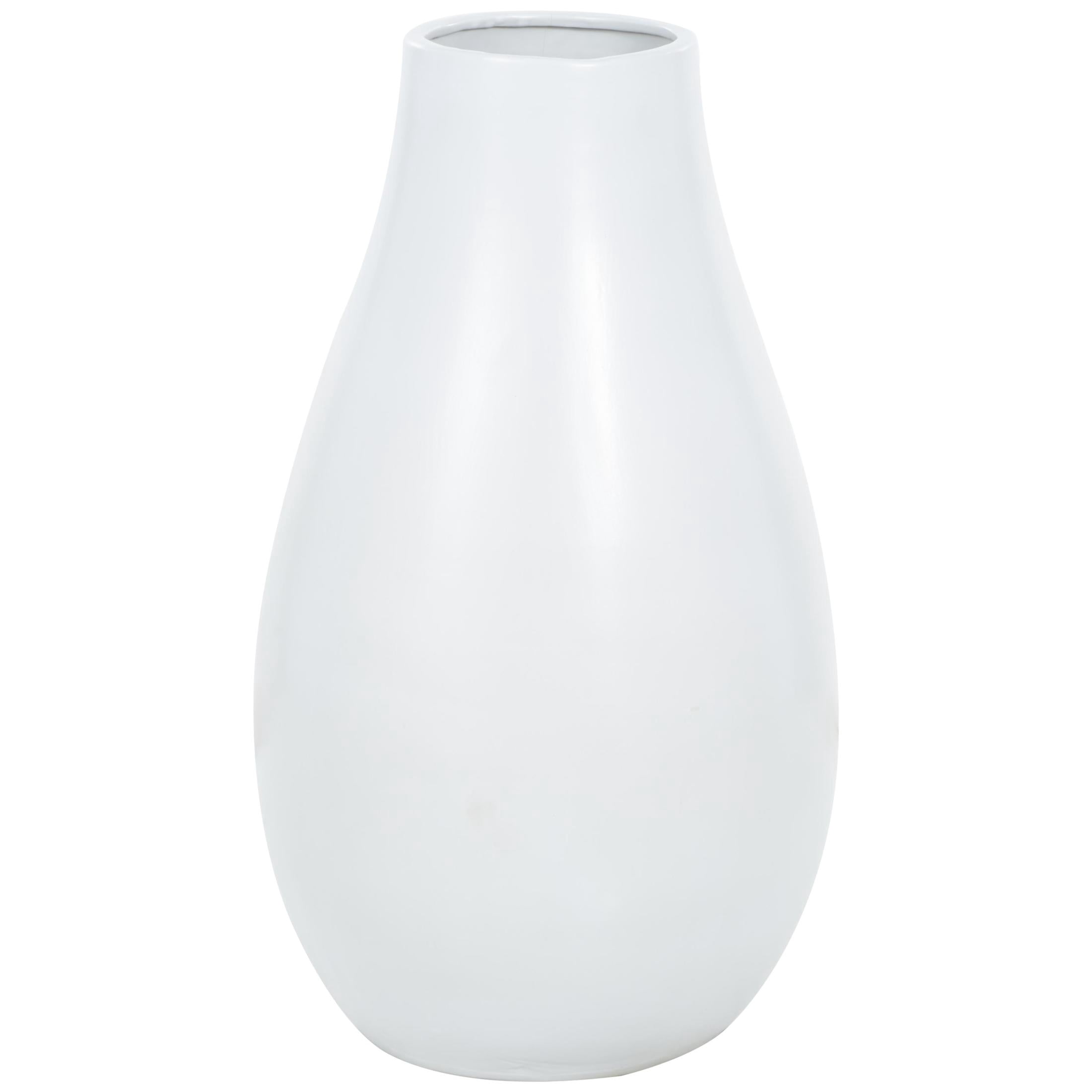 DecMode 28" Rounded Matte Floor White Ceramic Vase