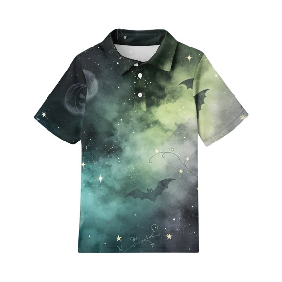 Grblisyd Girls Boys Halloween Shirt Fashion Short Sleeve Golf Top with Collared Summer Casual Kids Polo Uniform Shirts Outdoor Wear