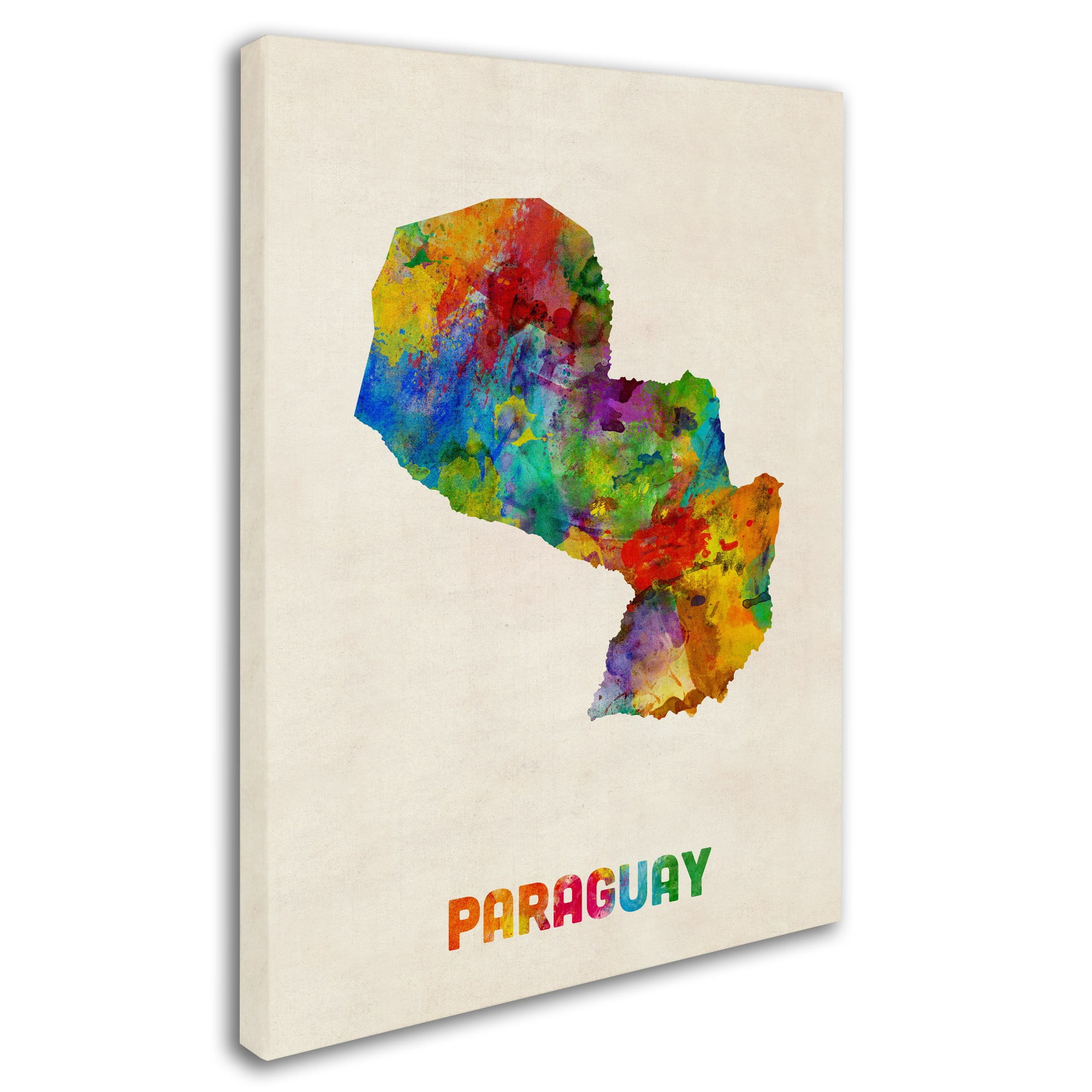 Trademark Fine Art "Paraguay Watercolor Map" Canvas Art by Michael Tompsett
