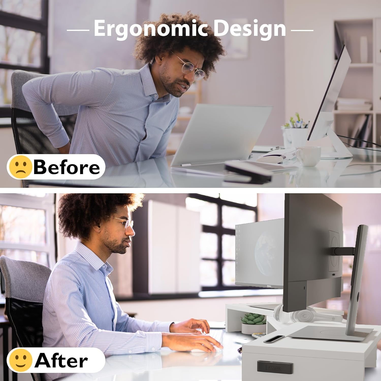 Dual Monitor Stand Riser with Smartphone Holder, Adjustable Length & Swivel Angle, Ergonomic Wooden Desktop Organizer for PC Monitor, Laptop, Printer, Large Storage,