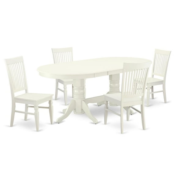 East West Furniture Vancouver 5-piece Wood Dining Room Set in Linen White