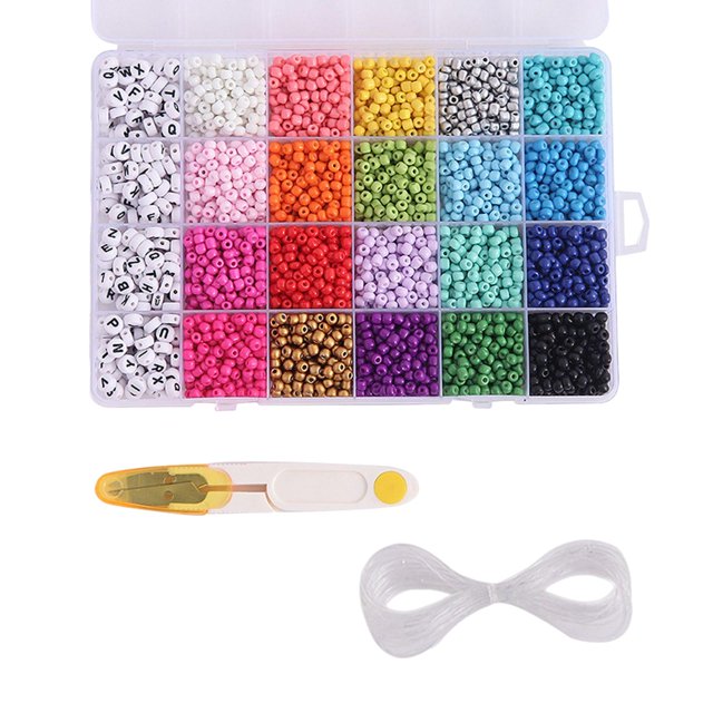 de vidrio de 4 mm 6/0 20 colores pequeñas Mini con cordón elástico con kit de de letras para la fabricación de joyas Zulema cuentas de pulsera