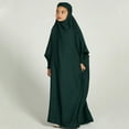 thumbnail image 6 of IBTOM CASTLE Kids Girls Long Sleeve Full Cover Hijab Kaftan Dubai Islamic Prayer Dress Abaya Muslim Hooded Robe Ramadan Clothing 11-12 Years Blackish Green, 6 of 8