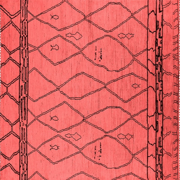 Ahgly Company Indoor Square Solid Red Modern Area Rugs, 3' Square