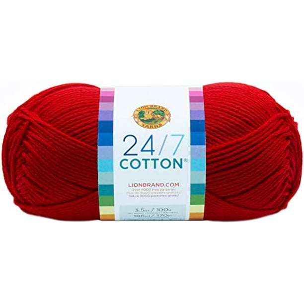 Lion Brand Yarn 761113 247 Cotton Yarn, Red