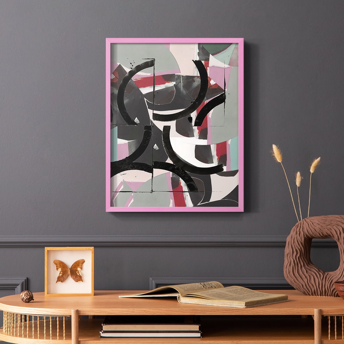 Cartissi Space II Framed Print in Pink Solid Wood Framed Print No Nail Hanging