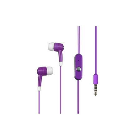 3.5mm Headset by Insten Purple In-Ear Earbuds 3.5mm Headphone with Microphone Mic for Smartphone Cell Phone Apple iPhone Samsung Galaxy J7 Sky Pro J3 Luna Pro LG Stylo 3 Hands-free