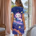 thumbnail image 3 of SEANATIVE Women's Short Sleeve Nightgown Soft Sleep Dress House Home Robes Button Down Short Sleeve Knee Length Housecoat Loungewear Nightshirts Sleep Dress, S, Cute Axolotl Star Cloud, 3 of 7