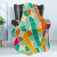 thumbnail image 4 of Retro Soft Flannel Fleece Throw Blanket, Pop Art Funky Unusual Geometric Forms Mosaic Style Old Fashioned Graphic, Cozy Plush for Indoor and Outdoor Use, 70" x 90", Multicolor, by Ambesonne, 4 of 5