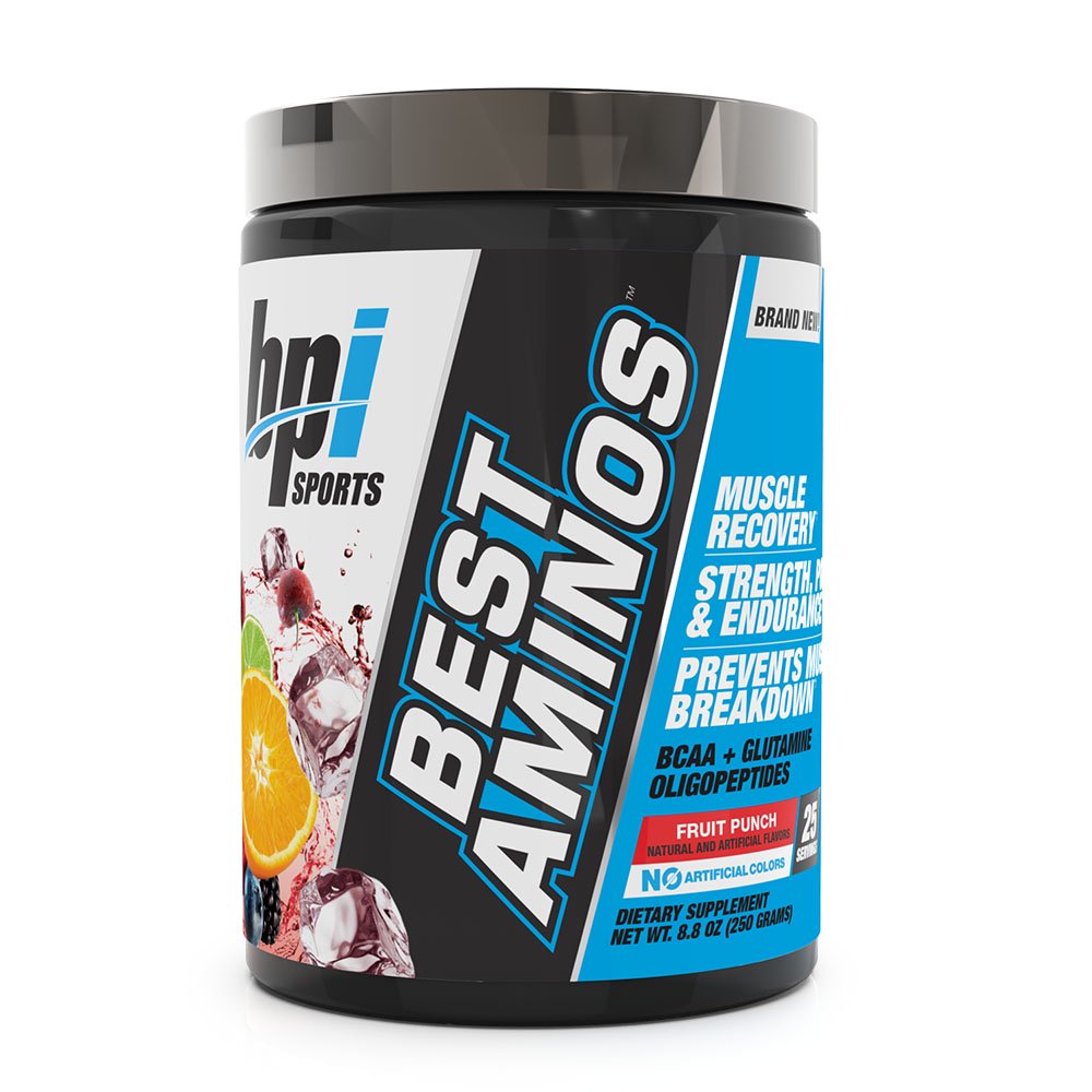 BPI Sports Best Aminos BCAA + Glutamine Powder, Fruit Punch, 25