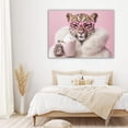 thumbnail image 4 of Mudket Disco Ball Pink Leopard Canvas Wall Art, Trendy Beautiful Party Print with Tropical Jungle Design, Waterproof Framed Art for Living Room, Ready to Hang - 12"L x 8"W, 4 of 8