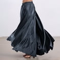 thumbnail image 2 of Flowy Satin Full Circle Swing Skirt, Elastic Waistband for Stage Show Practice, Casual Wear, Halloween Belly Dance Tribal Performance, 2 of 4