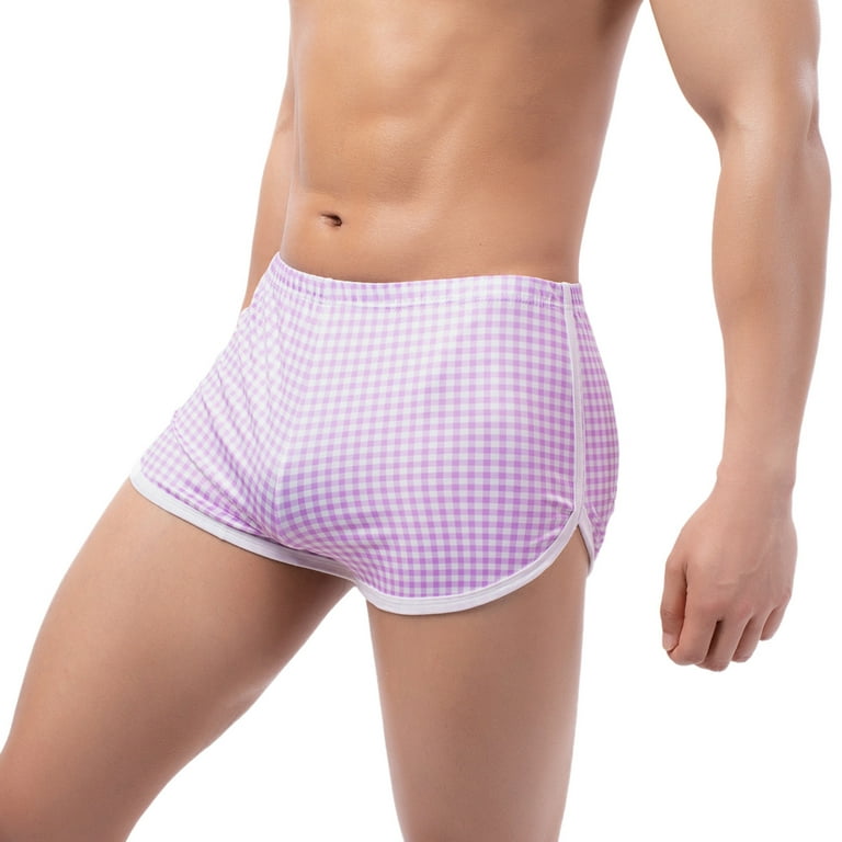Men Cheeky Underwear Briefs, Pink Stretch Bikini Pouch, Soft Comfort Shorts