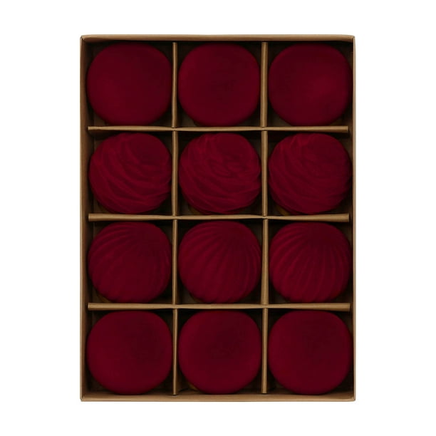 Decoraciones Del Árbol de Navidad 6cm Balones de Terciopelo Oscuro de 12Pcs, Ornamentos Del Árbol de Navidad Decoración Colgante de Plástico para Navidad Decoración Del Hogar de Vacaciones