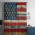 thumbnail image 5 of Retro American Flag Semi Sheer Curtains Drapes for Living Room, Bedroom, French Doors Window 84 Inches Long, Blue Red USA Flag Vintage Wood Rod Pocket Chiffon Curtain Drapery Voile Draperies Panel, 5 of 6