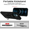 thumbnail image 3 of for iPhone 12 Pro Max Case,with Camera Lens Cover HD Screen Protector,[Military Grade] Ring Car Mount Kickstand Hybrid Hard PC Soft TPU Shockproof Protective Case for iPhone 12 Pro Max-Black, 3 of 11