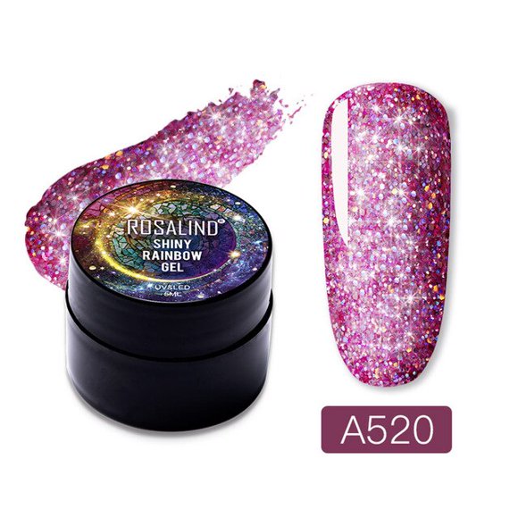 ROSALIND Vernis Gel pour Ongles Peinture Pailletée Vernis Hybrides Couche de Finition Brillante Couche de Base pour Ongles Ensemble Semi-Permanent pour Manucure Art des Ongles