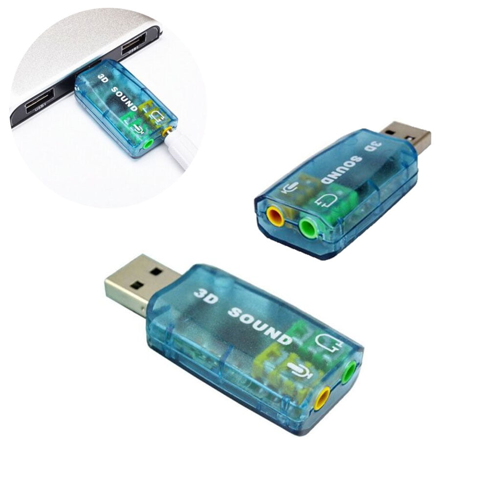 USB to 3.5mm Stereo Headset & Microphone 3D Virtual 5.1 Channel Sound Adapter 