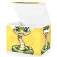 thumbnail image 2 of Cute Cartoon Green Snake Large Storage Bins with Linen Collapsible Lid Storage Box 16.7 x 12.6 x 11.8in, 2 of 7