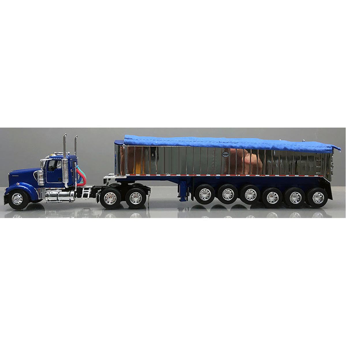 DCP KENWORTH BLK T-800 DAY CAB WITH 6 AXLE MAC CHROME COAL END DUMP 1/64 60-0759 