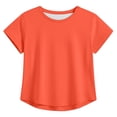 thumbnail image 4 of Hienoo Girls' Short Sleeved T Shirt Solid Crew Neck Crop Top Casual Summer Tee, 4 of 4