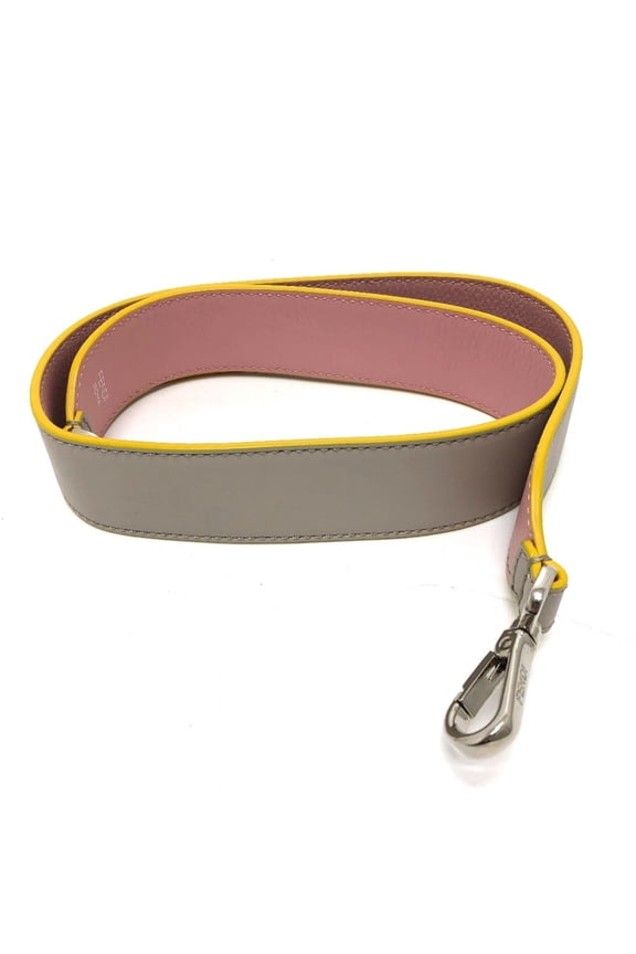 Pre-Owned FENDI Strap Only, You Logo Shoulder Strap, Leather, Women's, Gray, Pink (Good)