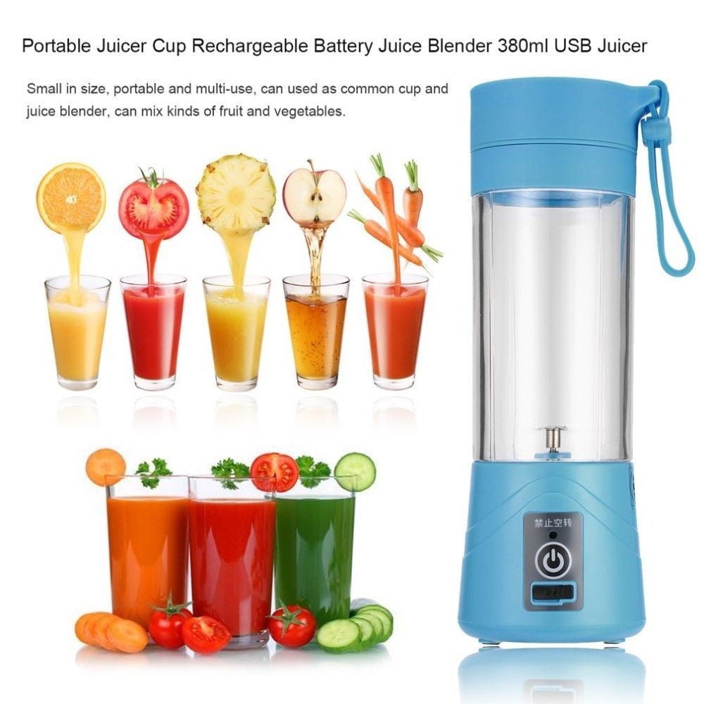 Kepooman 380ML Personal Blender USB Charger Fruit Mixing Machine for Kitchen, Mini Fruit Juice Extractor, Blue Kepooman 380ML Personal Blender USB Charger Fruit Mixing Machine for Kitchen, Mini Fruit Juice Extractor, Blue