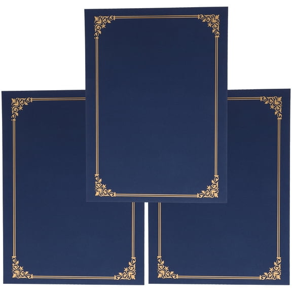 Navy Certificate Cover for Protection with Blank Paper Each Set Simple Design 3 Sets