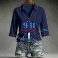 thumbnail image 5 of Bexdxz 9/11 25Th Anniversary Shirt Womens Memorial 911 Never Forget V Neck Tshirts Navy 2XL, 5 of 5