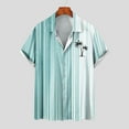 thumbnail image 2 of Mens Manga Corta Botón Abajo Camisas Botones Casuales Imprimir Blusa Turndown, 95% Poliéster 5% Camisa de Spandex para la Fiesta, Negocios Y Diario, 2 of 5