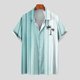 thumbnail image 2 of Mens Manga Corta Botón Abajo Camisas Botones Casuales Imprimir Blusa Turndown, 95% Poliéster 5% Camisa de Spandex para la Fiesta, Negocios Y Diario, 2 of 5