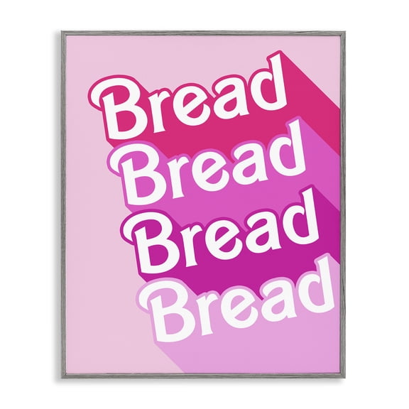 Stupell Industries Art Deco Bread Pink Phrase Gray Framed Giclee Art, 16 x 20, by Lil' Rue