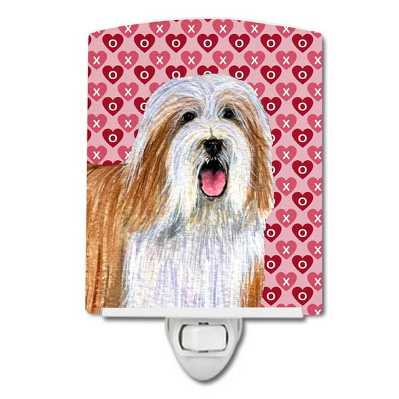 Caroline's Treasures LH9150CNL Bearded Collie Hearts Love and Valentine's Day Portrait Ceramic Night Light, 6x4x3",