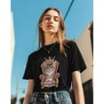 thumbnail image 5 of Women's T-Shirts, Cat Throne Crown Cotton Crewneck Tee Short Sleeve Casual Tops Loose Graphic T-Shirt Black, 4XL, 5 of 7
