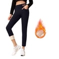 thumbnail image 2 of Women's Leggings Winter Thermal Lined Leggings High Waisted Tummy Control Solid Color with Pocket Comfortable Casual Pants Long Johns for Women Thermal, 2 of 6