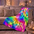 thumbnail image 6 of Abstract Rainbow Wave, Cozy Coastal Landscape Scene, Warm Flannel Blanket for Beach House and Living Room with Detailed Artwork, Beach Lovers Graduation Gift, Coastal Home Decor, 6 of 9