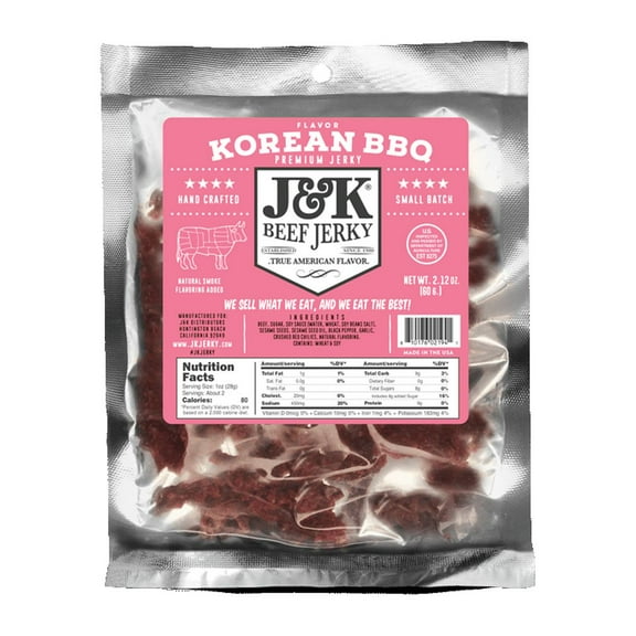 J&K Beef Jerky - Korean BBQ Flavor, 2.12 oz