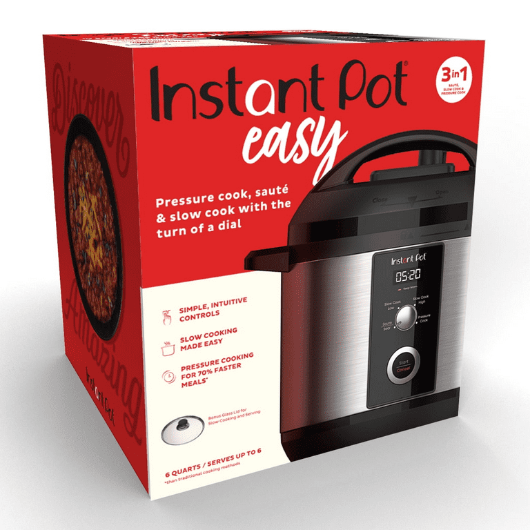 Instant Pot 6QT Easy 3-in-1 Slow Cooker, Pressure Cooker, and